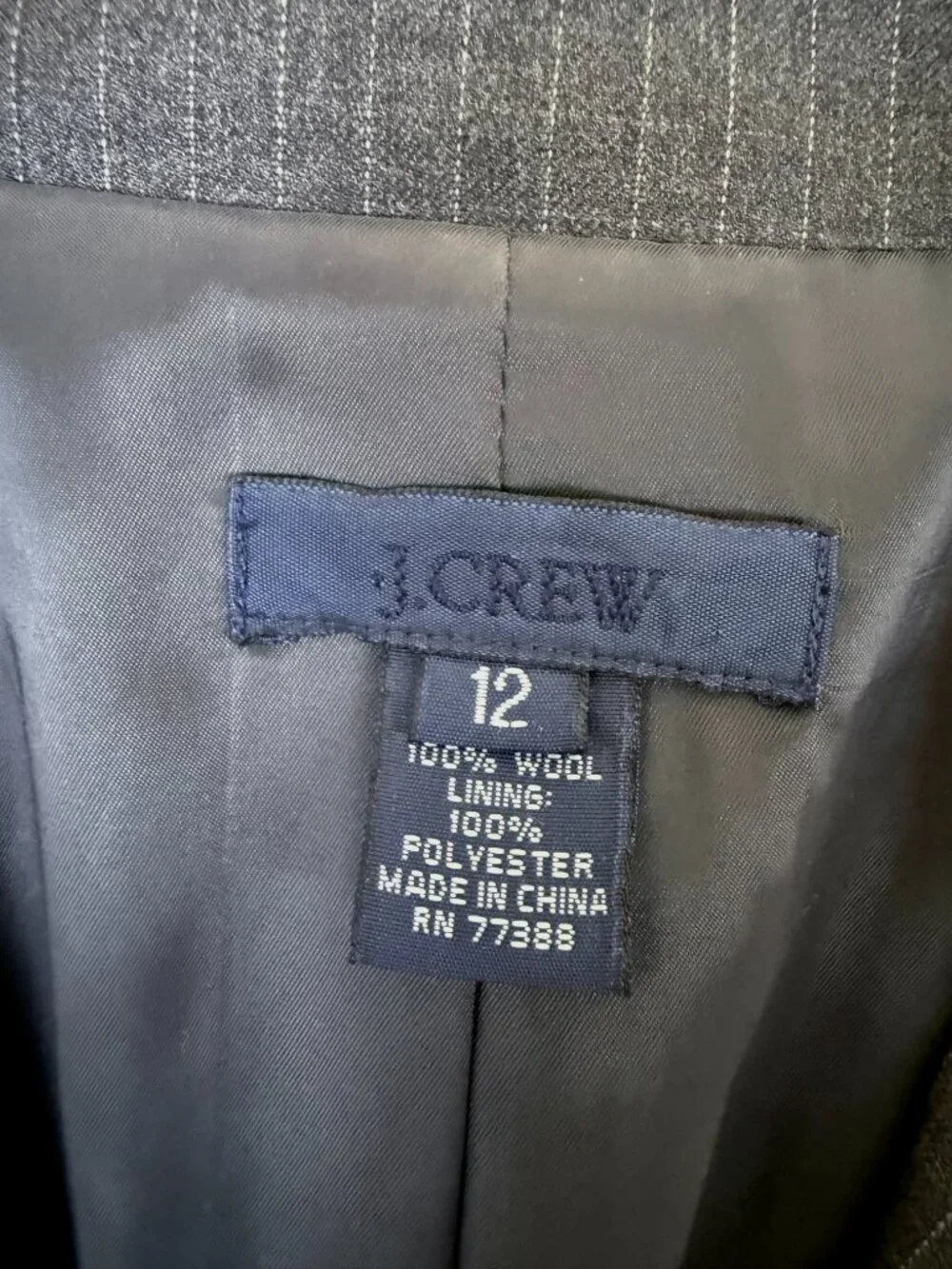 J.Crew Blazer Jacket Gray Pinstripe Wool Single Breasted Tailored Classic (12)